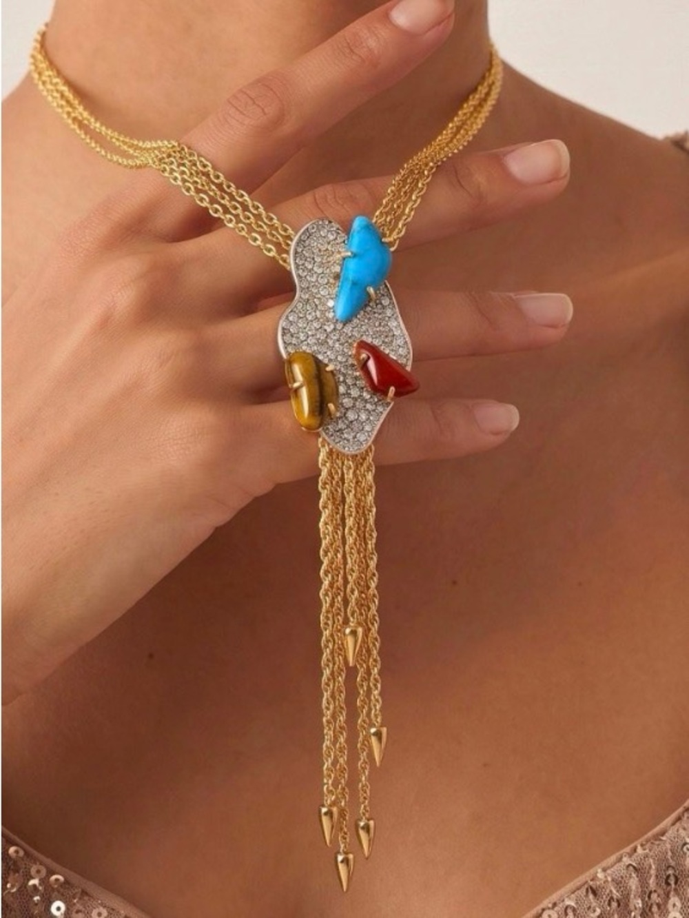 NEW Alexis Bittar Roxbury Cluster Necklace Lariat Bolo SB07